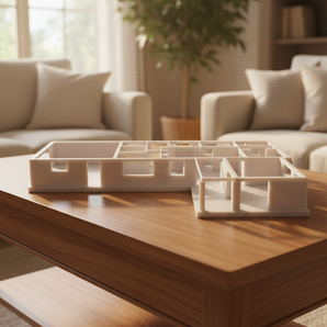 3D-gedrucktes Haus vom Grundriss
