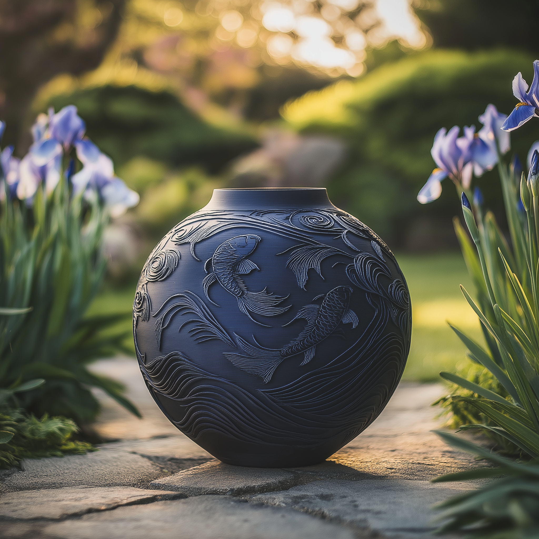 Koi Serenity Vase: Elegante Zen-inspirierte Wohndekoration