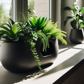 Ovaler selbstbewässernder Blumentopf mit versteckter Wasserkammer
