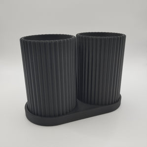 Doppel-Zahnbürstenhalter-Set im gerippten Design