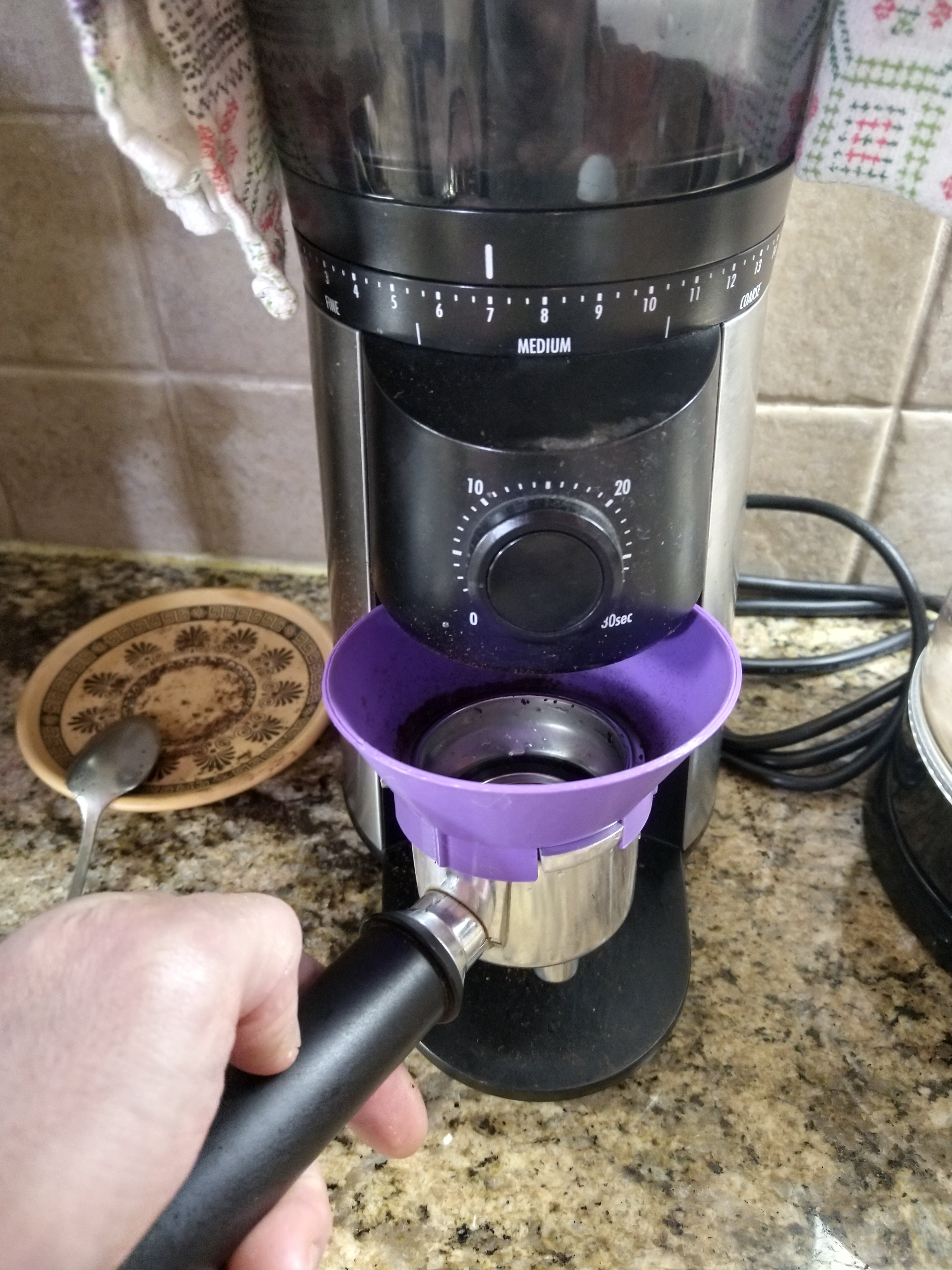 Siebträger für Espressomaschinen, Trichter für Mühle