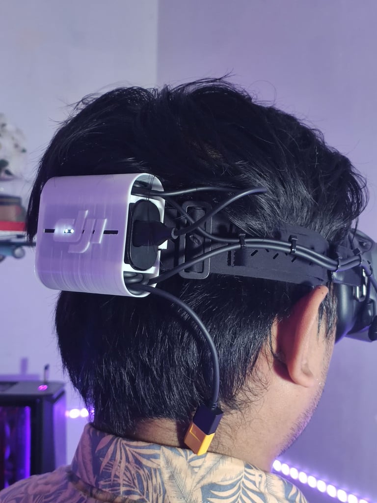 Batterie- und Lipo-Halter für DJI FPV-Brille mit Kabelpositionierung