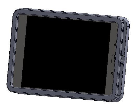 Wandhalterung für Samsung Tab A SM-T350 mit offener Rückseite für den Stromanschluss