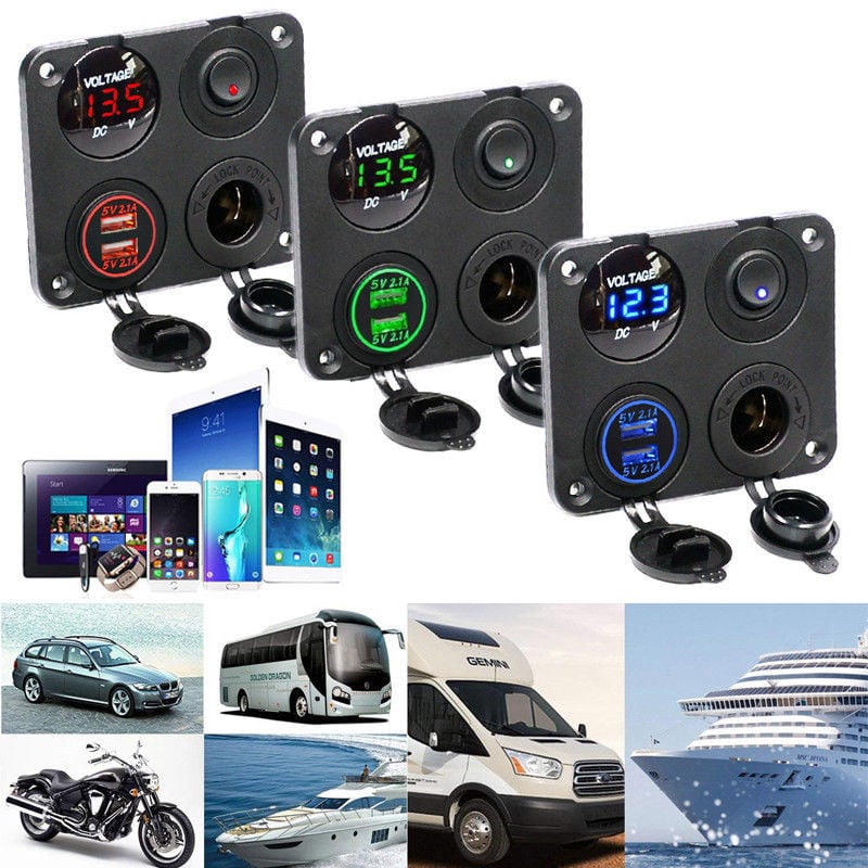 12-V-Dual-USB-Ladesteckdose – Panelmontage für Boot, LKW und Auto