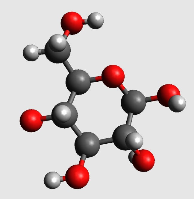 Molekulares Modell von Glukose auf atomarer Ebene