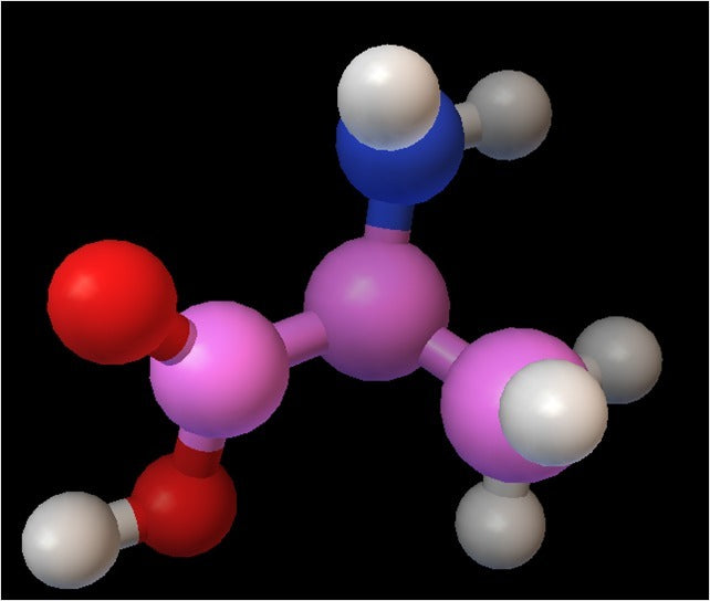 Molekulares Modell von Alanin auf atomarer Ebene