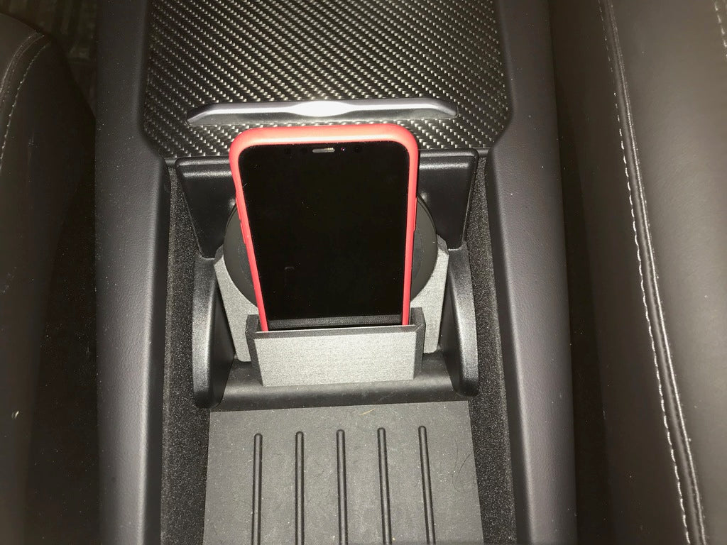 Tesla Model-X Mittelkonsolenbasis für iPhone und kabelloses Qi-Ladegerät