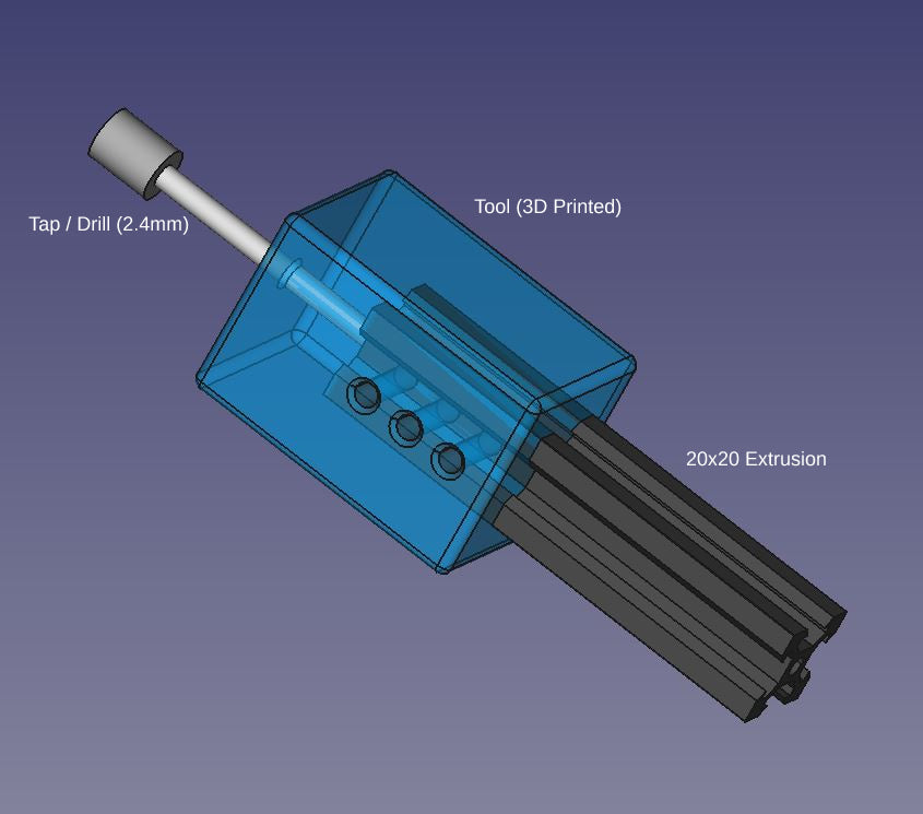 Gewindebohrer- und Bohrer-Einstellwerkzeug für 20 x 20 mm-Profile