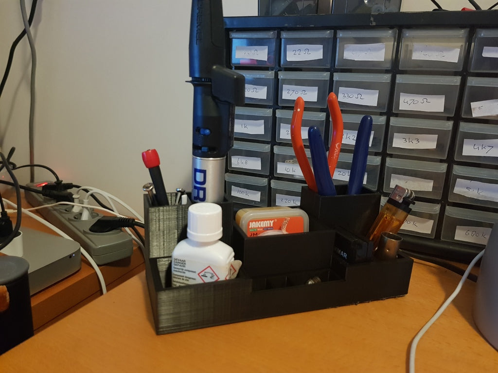 Kleiner Werkzeug-Schreibtisch-Organizer mit Deckel für Elektronik- und Lötgeräte