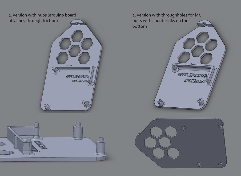 Arduino Uno und großer Breadboard-Halter (2 Versionen: mit Noppen und M3-Schraubenlöchern)